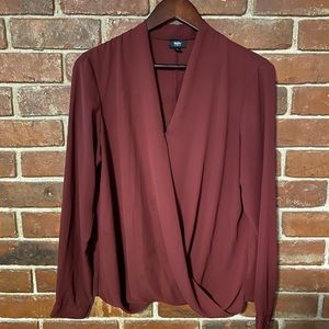 Mossimo Maroon Drape Button Long sleeve size L